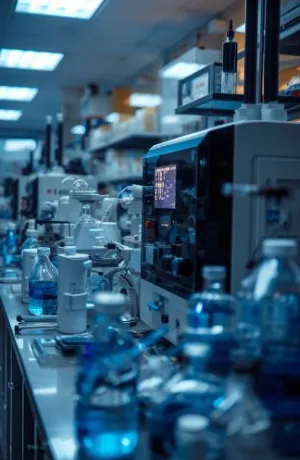 Industrial testing laboratory with benchtop instruments